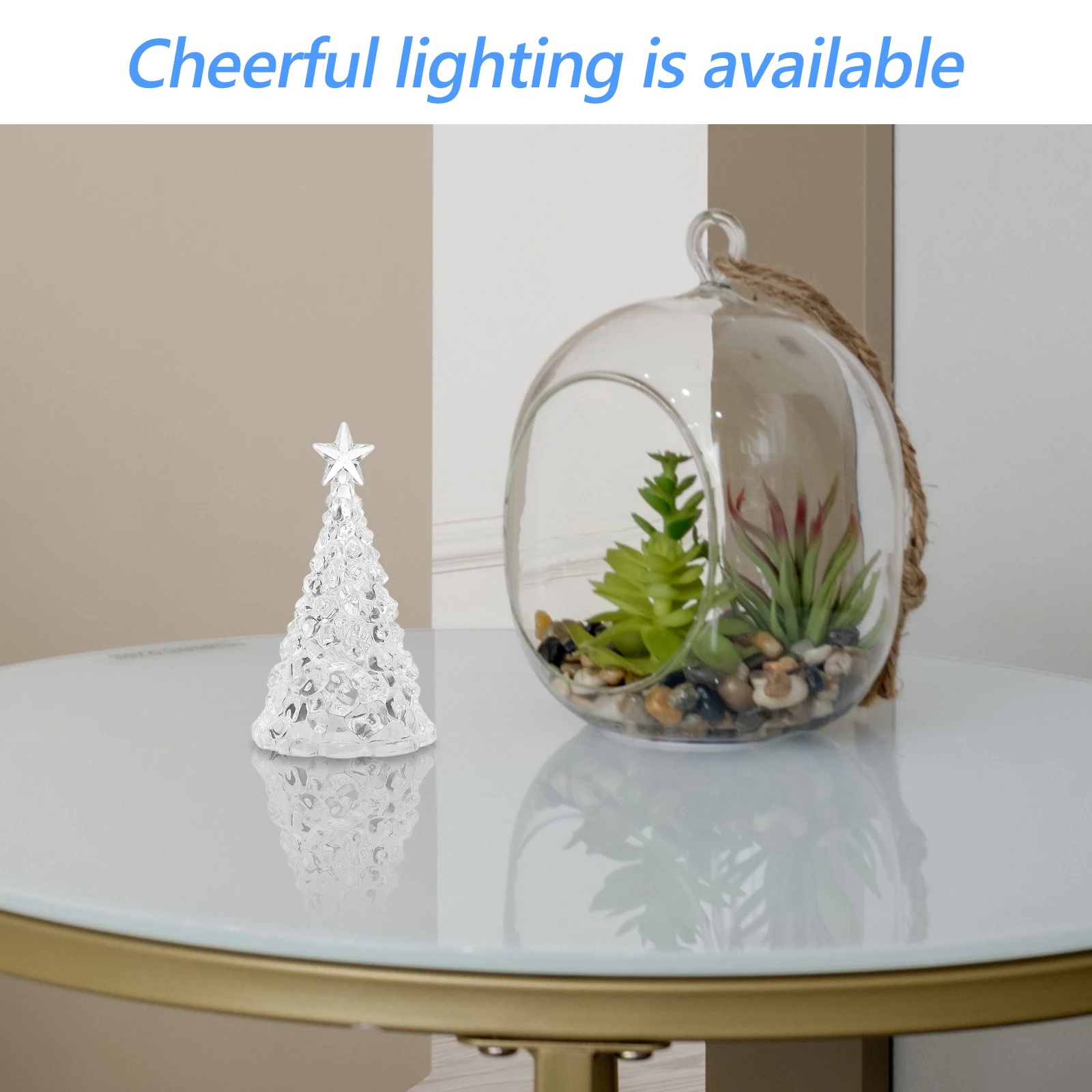 

2pcs Led Mini Christmas Tree Night Light Transparent Acrylic Tabletop Decoration Lighted For Holiday Bedroom Small Table
