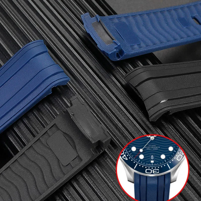 20mm Rubber Strap for OMEGA for Seamaster 300 Watchband Silicone Curved End Bracelet Women Men Band Waterproof Watch Accessories