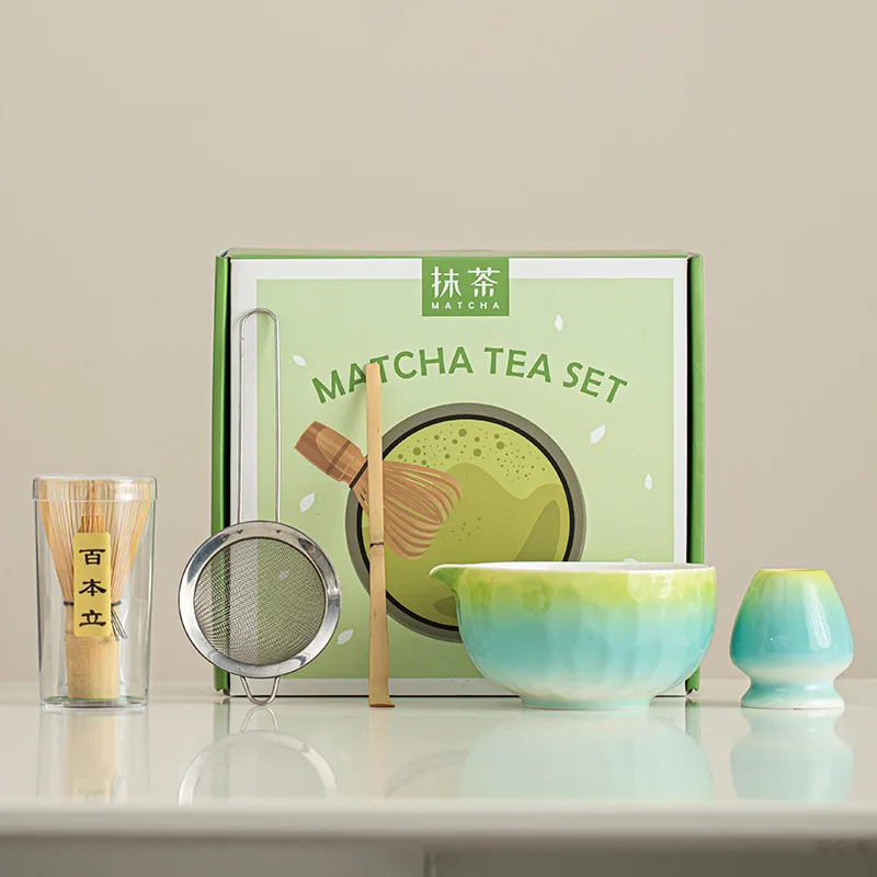 5PCS Japanese Matcha Set Matcha Bowl Whisk Holder Teaspoon Tea Sets Indoor Beverage Shop Tea-making Tools with Gift Box