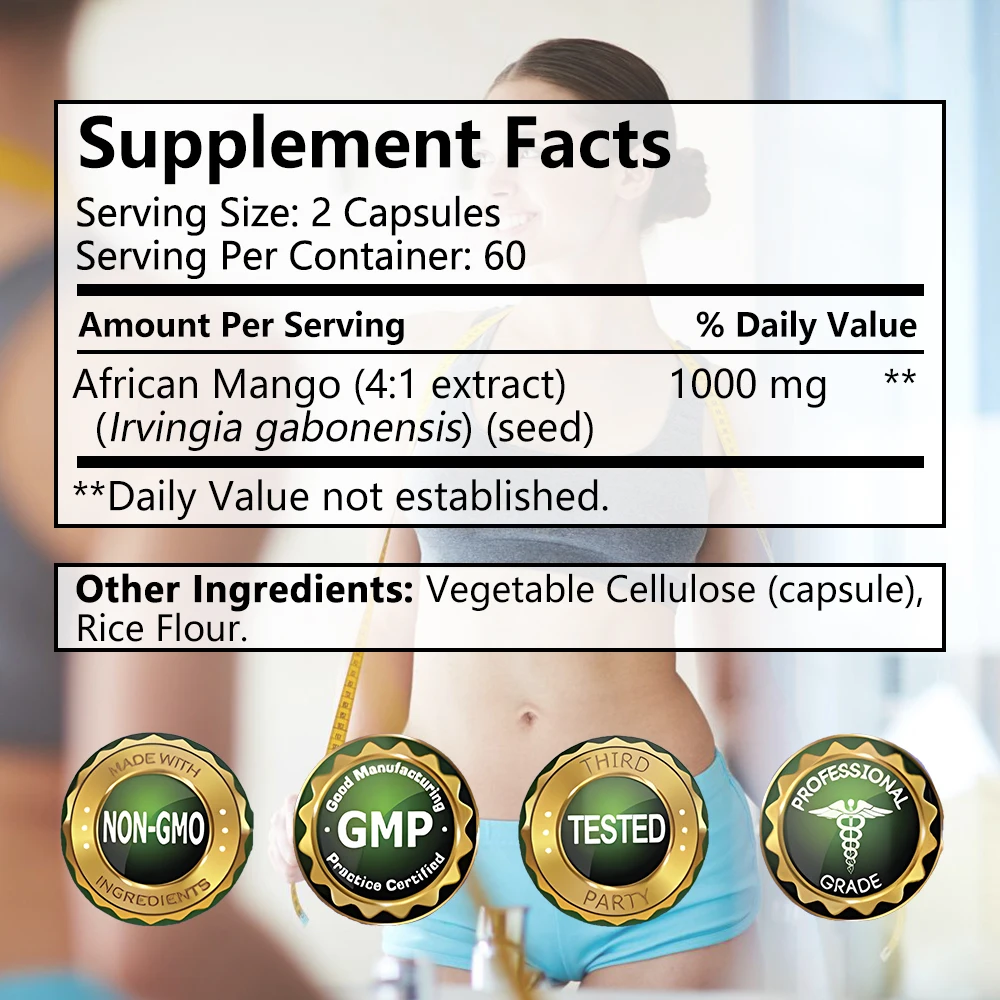 

African Mango Capsules 1000MG - Appetite Suppressant,Immune System Health,Detox Capsules,Non-GMO