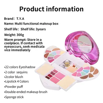 Sada na líčení, kompletní sada pro ženy, multifunkční vše v jednom balení, 32 barev, pudr na obličej, oční stíny, rozjasňovač, štětec, paleta líčení 10 nejlepší prodej kompletní profesionální sada na líčení - №2