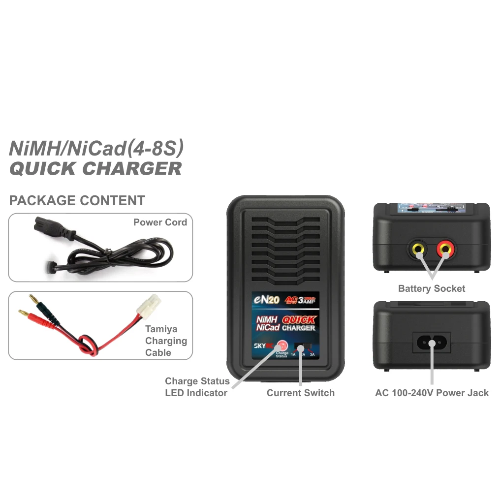 

Efficient SKYRC EN20 NiMH/NiCd Charger 3A Max Charge Current Designed For Charging NiMH And NiCad