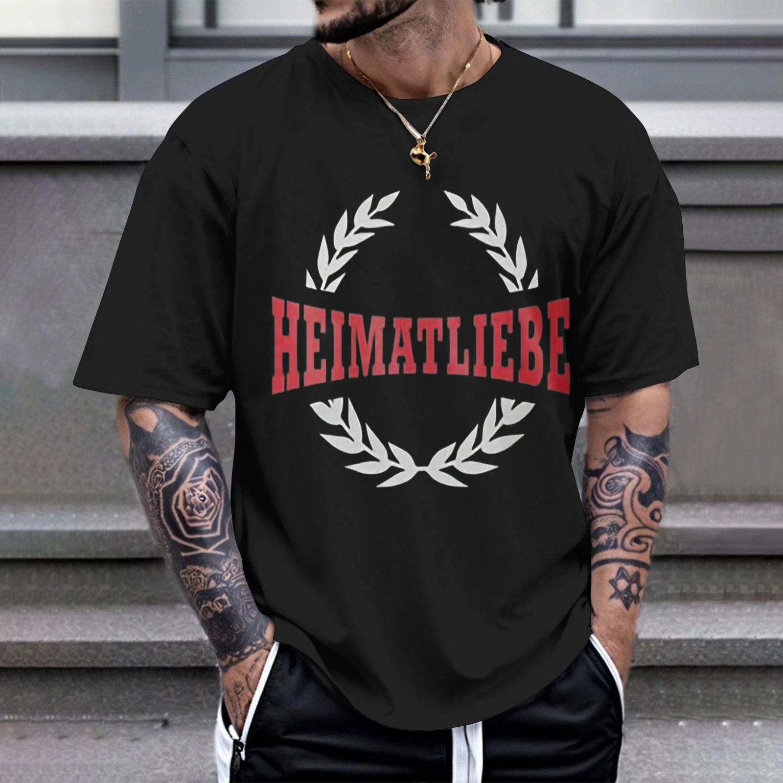 Herren-T-Shirt mit Motiv „Homeland Love Laurel Wreath“, perfekt für Freizeitkleidung, Partys und Karneval-Outfits für Herren