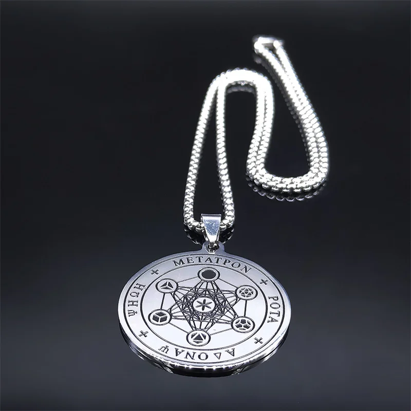 Stainless Steel Judaism Menorah Archangel Metatron Flower of Life Necklace Sacred Geometry Necklaces Jewelry collar N3662S02