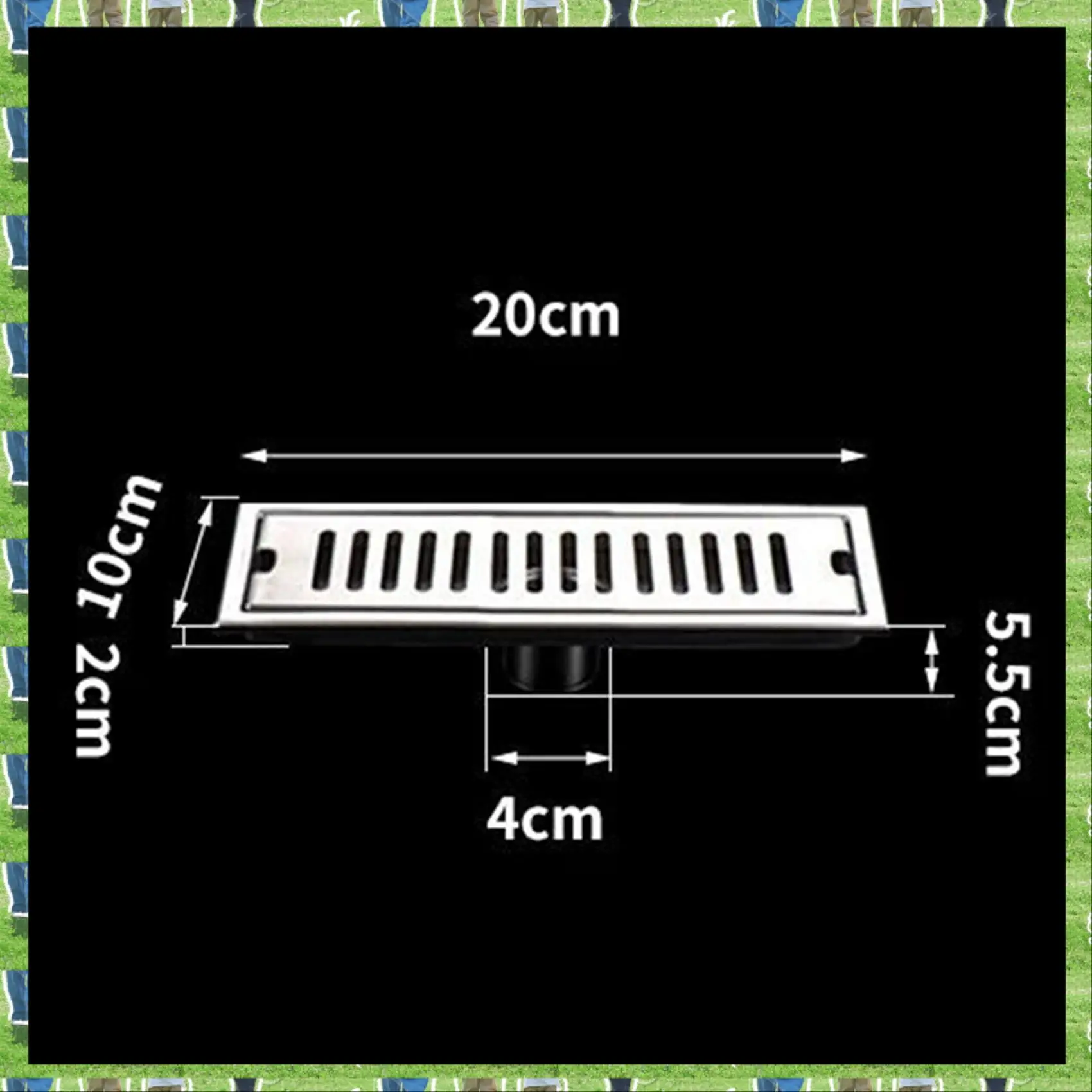 FTS 4X Rectangular Linear Shower Floor Drain Long Linear Drainage Channel Drain For Hotel Bathroom Kitchen Floor 20Cm