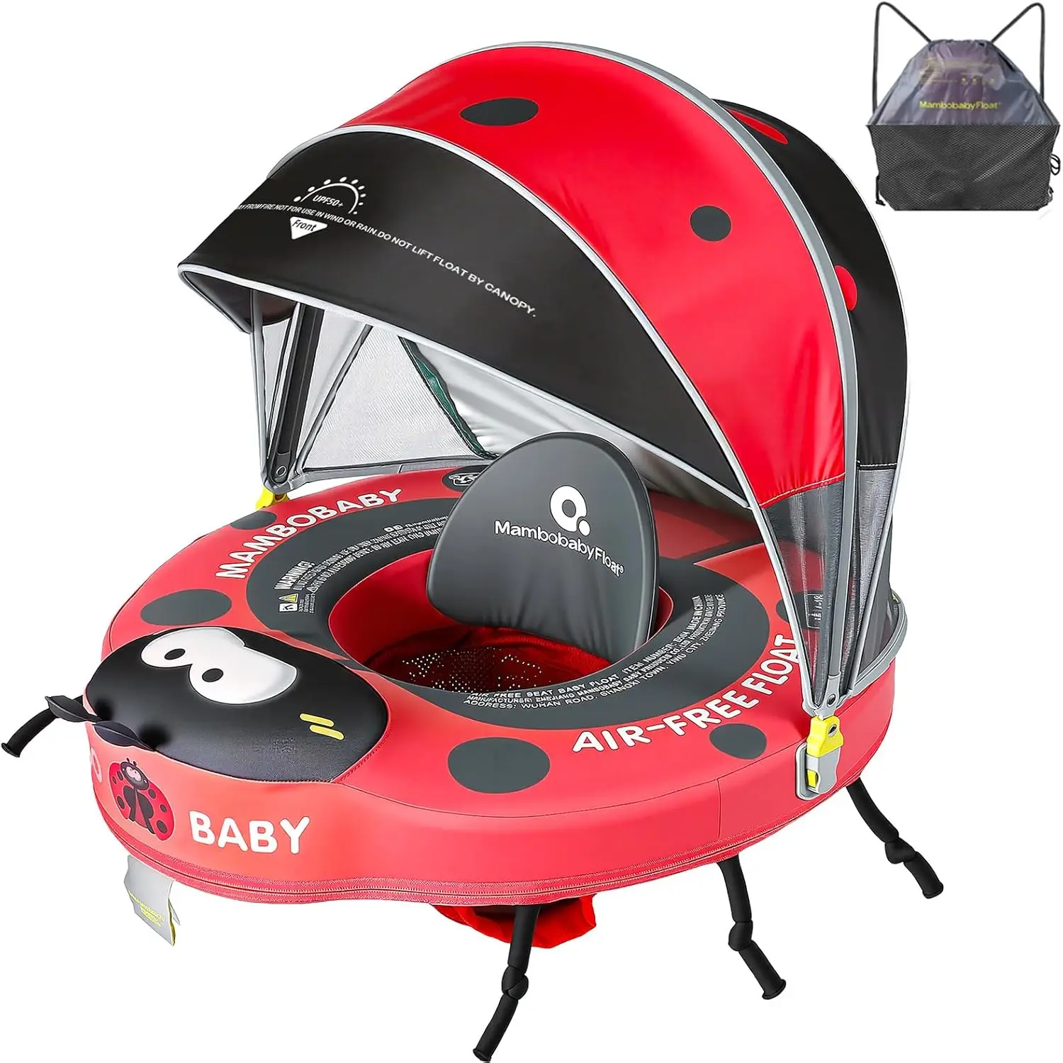 

Baby Pool Float with Canopy, Non-Inflatable Infant Swim Float, Safe Seat & Tail Support, UPF 50+ Sun Protection for 3-24 Months