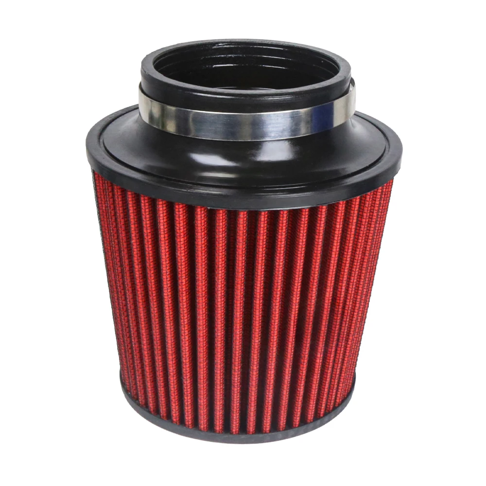 Universal Mushroom Cone Filter with Clamp 3.5'' 89mm High Flow Inlet Short Ram Red Cold Air Intake Cone Filter