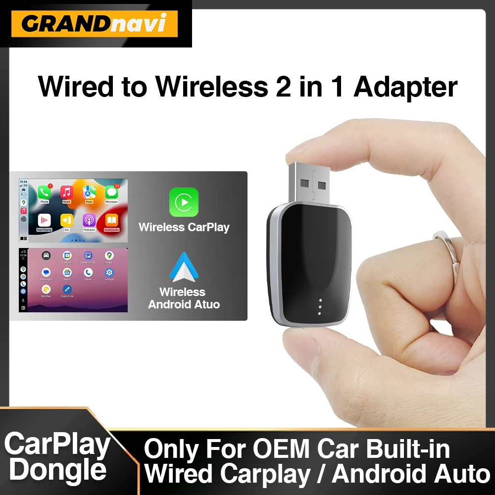 2 in 1 Wired to Wireless Carplay Adapter Android Auto Smart Dongle 2025 WIFI For iPhone Android For Volvo Benz Mg Kia Chery VW