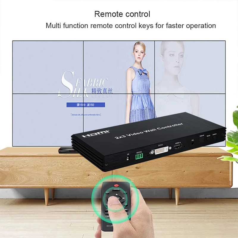 2x3 HDMI Video Wall Controller 1080P Multi Screen Stitching Processor 2x3 2x2 3x1 4x1 6x1 Splicing Box 180' Flip Edge Adjustment