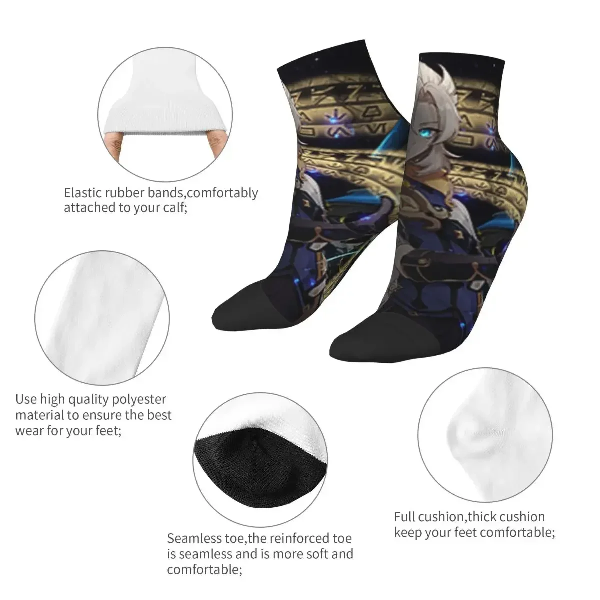 Genshin Impact Albedo Socks Harajuku Super Soft Stockings All Season Socks Accessories for Man's Woman's Gifts