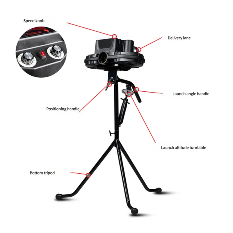 เครื่องขว้างเบสบอลแบบล้อหมุนคู่ ปรับความเร็ว ความสูง และมุมได้ ใช้สำหรับฝึกขว้างและรับ