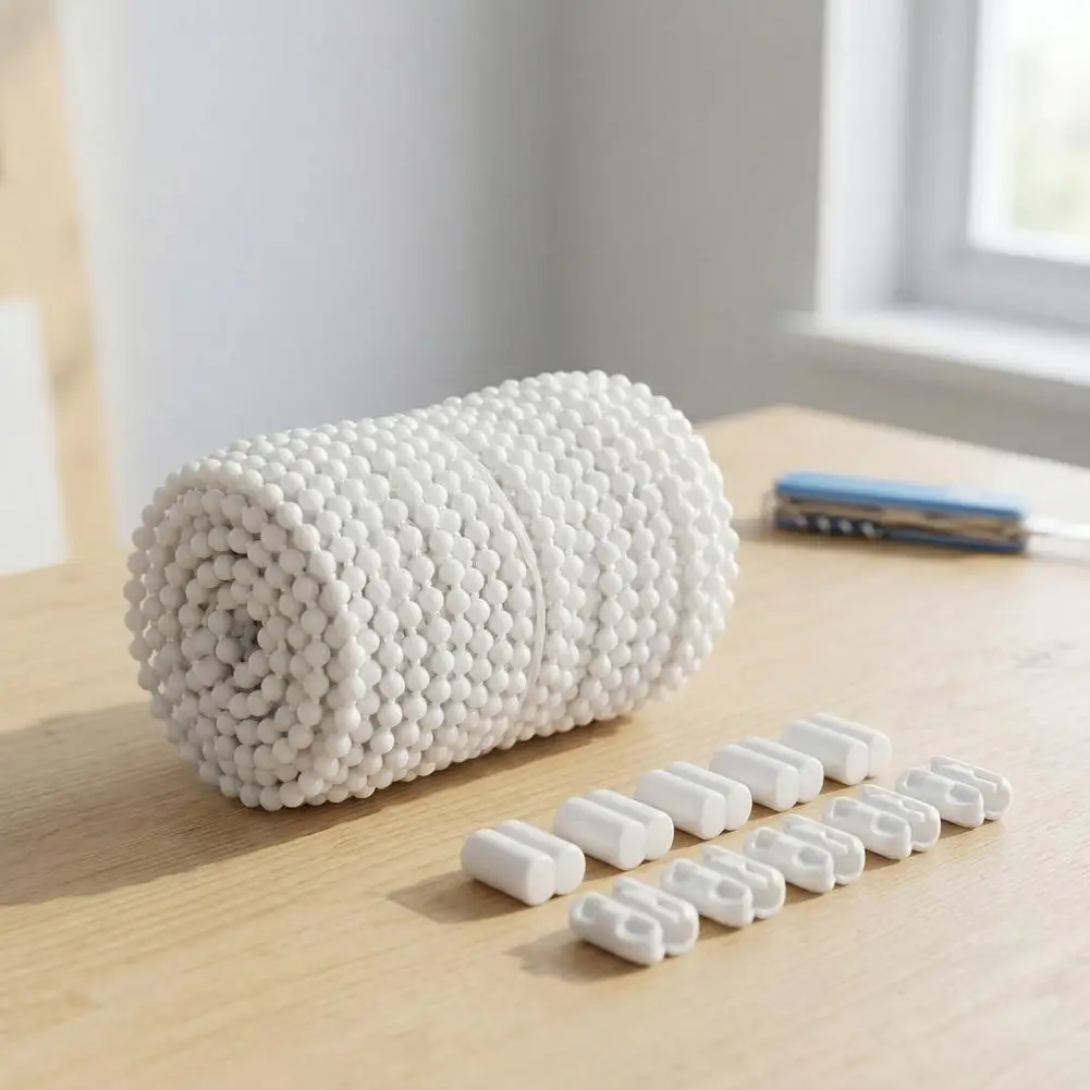 Corda de puxar para persianas de rolo de 10m com 10 conectores, conectores de corrente para cortinas, kit de substituição de ferramentas para persianas verticais.