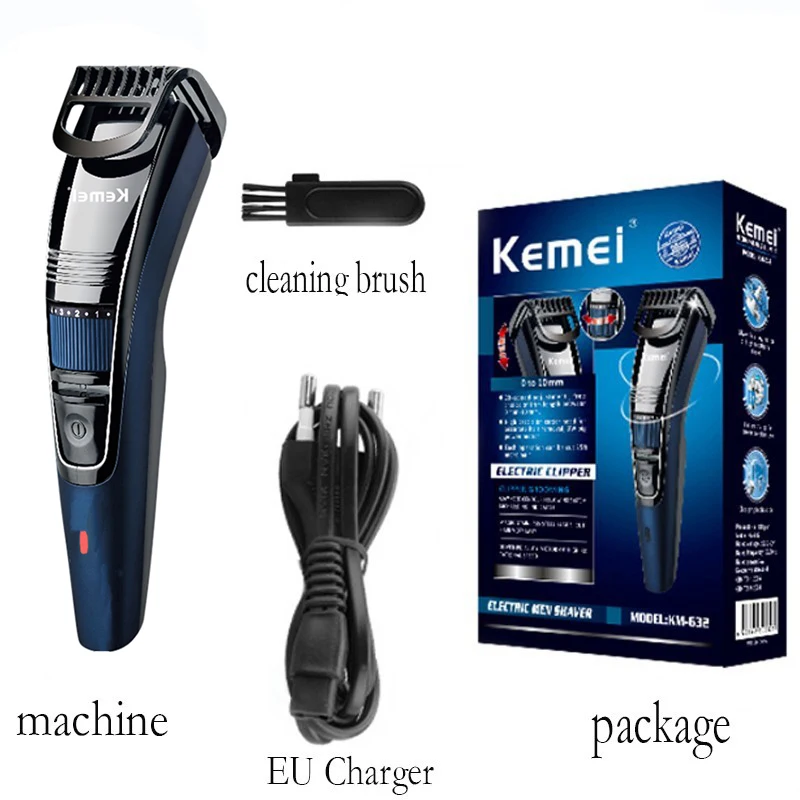 Kemei 0.5-10 مللي متر قابل للتعديل اللحية الشعر المتقلب للرجال قابلة للشحن الشارب قص الشعر الوجه آلة قطع الشعر