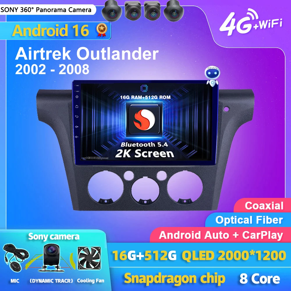 Radio Multimedia para Auto con Android 16 y Carplay para Mitsubishi Airtrek Outlander 2001 - 2005 (Volante a la Derecha)
