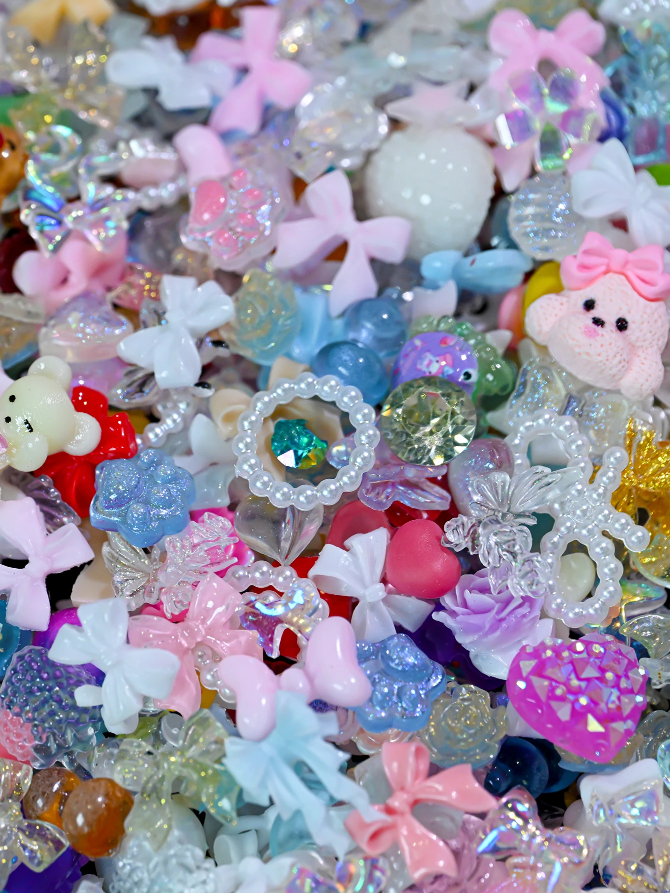 50 gr/beutel 500-600 stücke Bogen Blume Perle Nail art Strass Gemischt Luxus Schmuck Nagel Charms Harz Bogen Dekoration maniküre Liefert – Detail 6