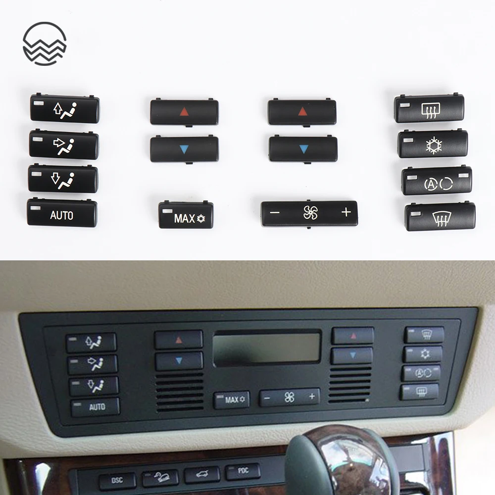 14pcs/set Car Climate Control Air Conditioning Switch Button Covers for BMW 5 Series E39 X5 E53