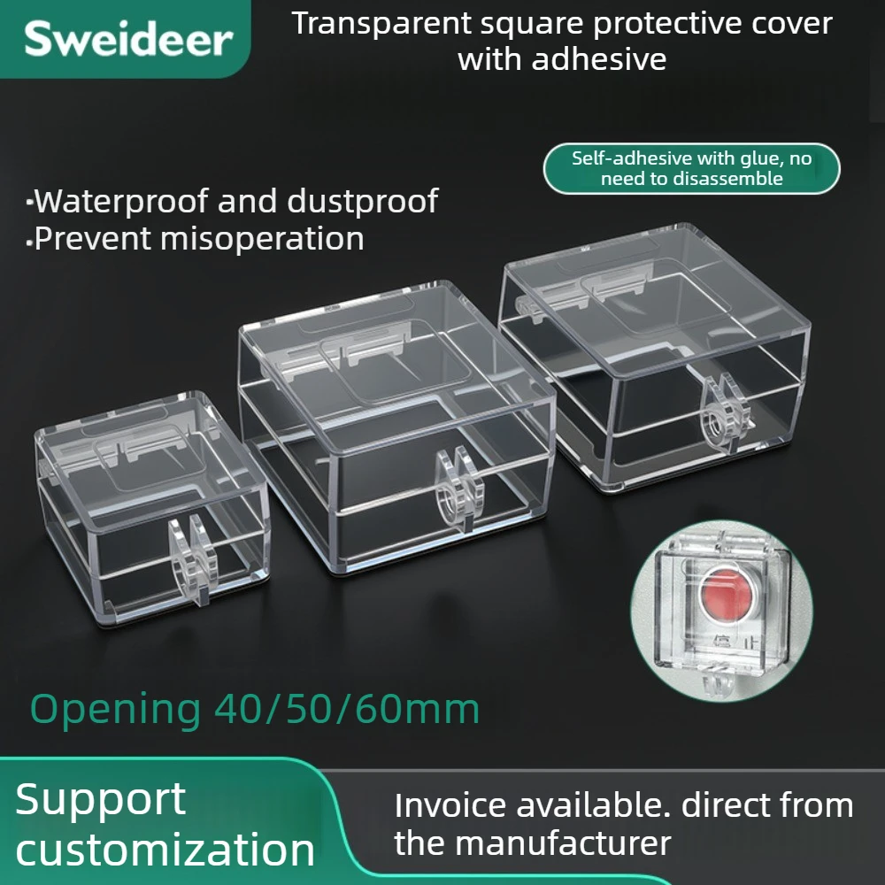 Button Protection Cover, Anti Misoperation Cover Emergency Stop Control Panel Square Hole Double-Sided Adhesive Can Be Padlocked