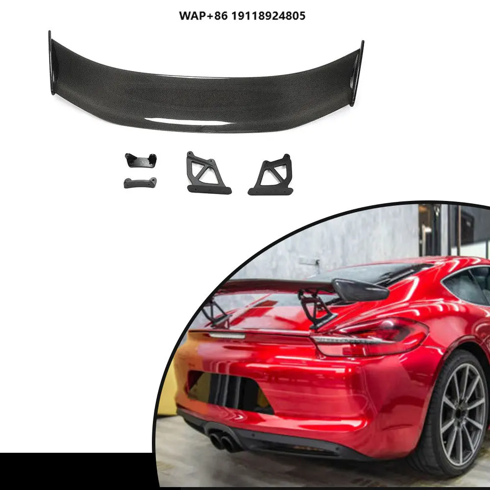

Car Racing Rear Spoiler Wing Lip for Cayman Boxster 718 981 GT4 Black Carbon Fiber
