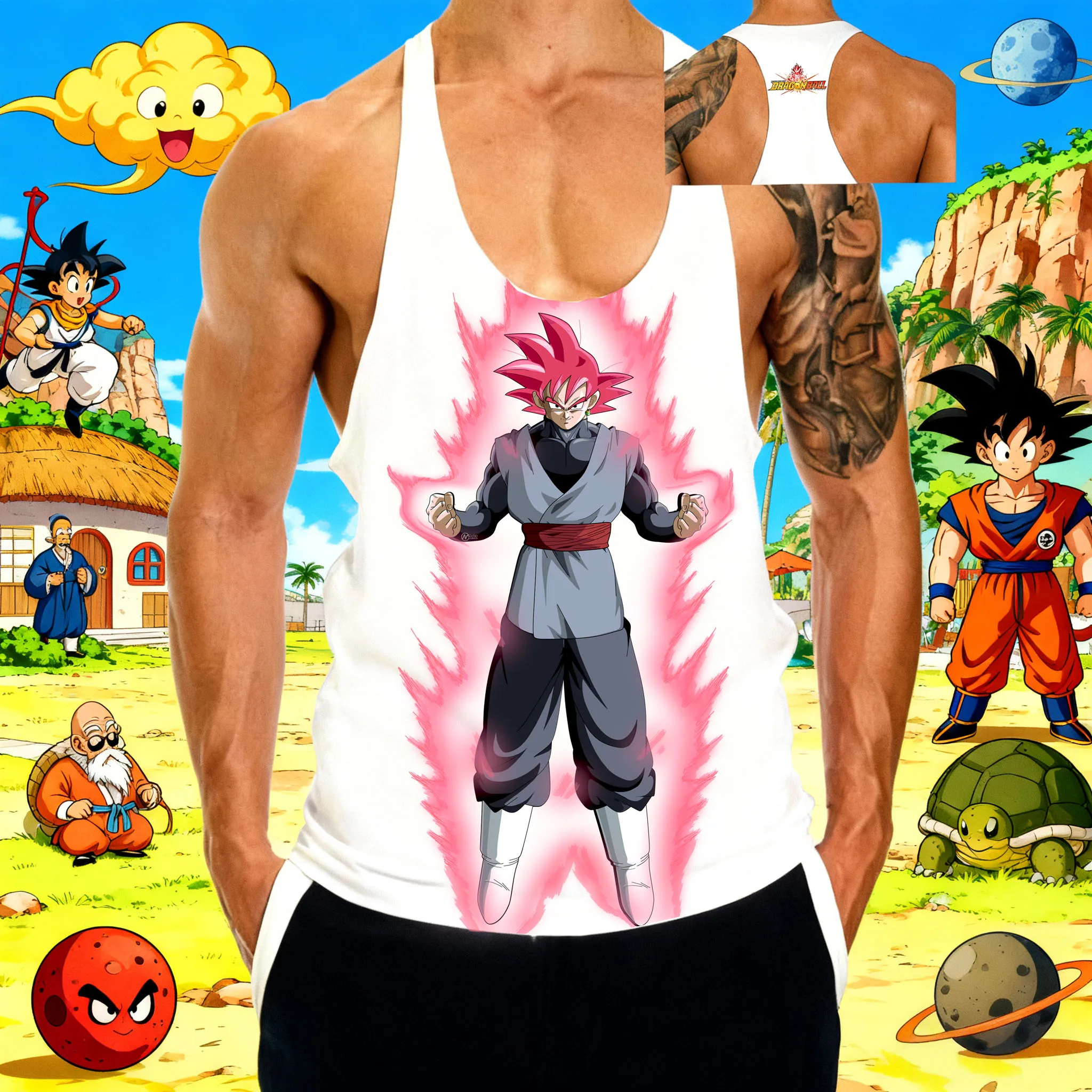 Popularne anime "Dragon Ball", wzór Czarnego Króla Małp, nadruk, nowość na lato 2025, popularna męska sportowa koszulka bez rękawów z bawełny na siłownię.