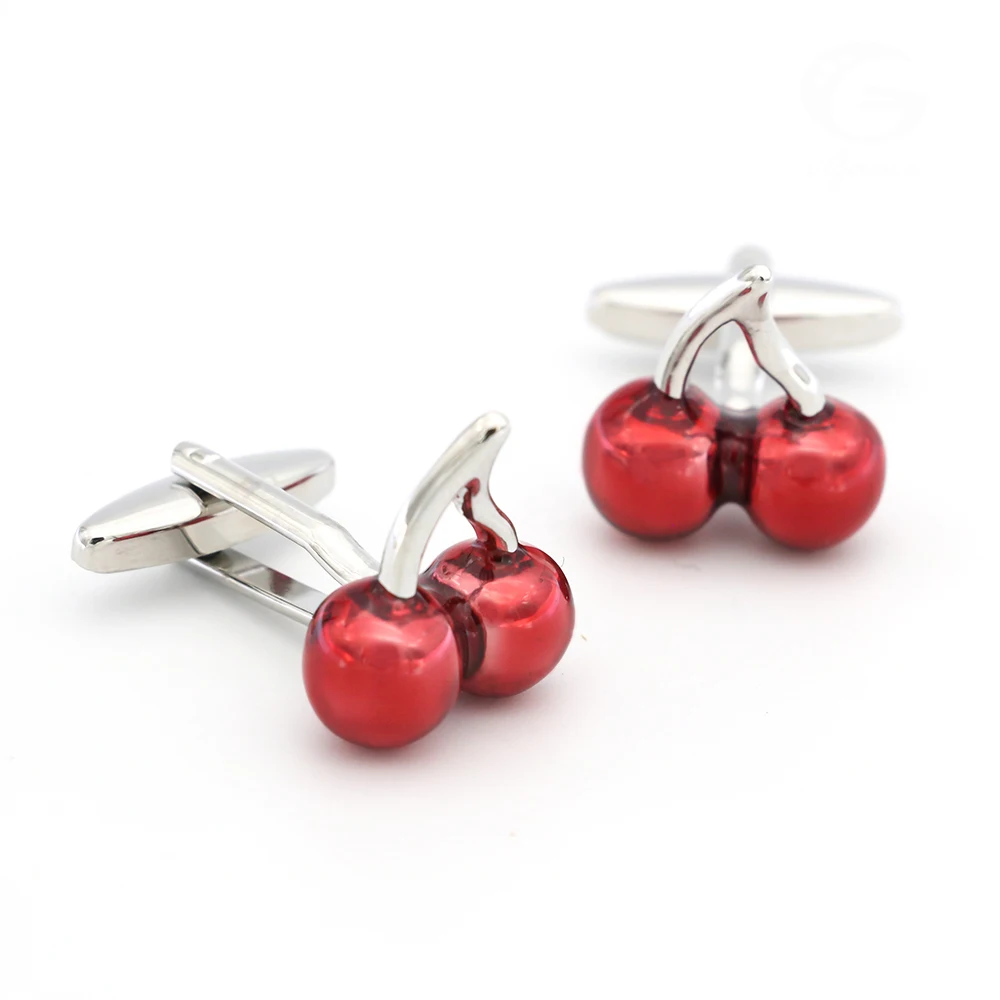 Cherry Cuff Links For Men Fruit Design Quality Brass Material Red Color Cufflinks Wholesale&retail