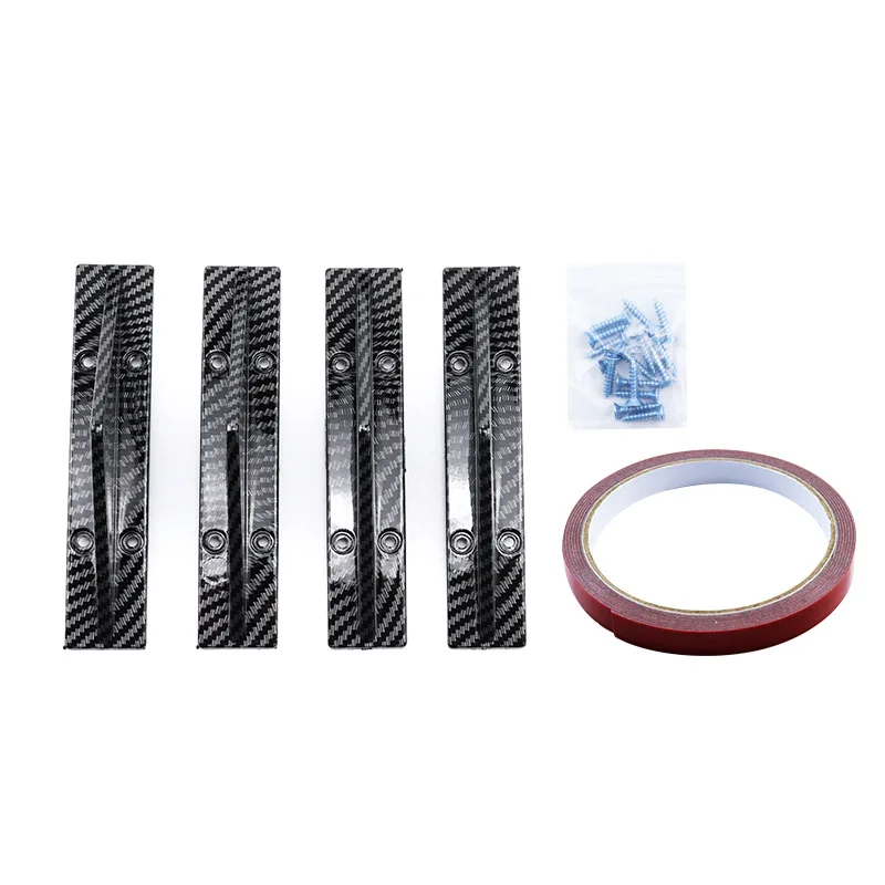4pcs Spoiler Belakang Mobil Universal Serat Karbon Modifikasi Dekorasi Hitam Merah ABS Diffuser Bibir Bumper Belakang Anti-tabrakan