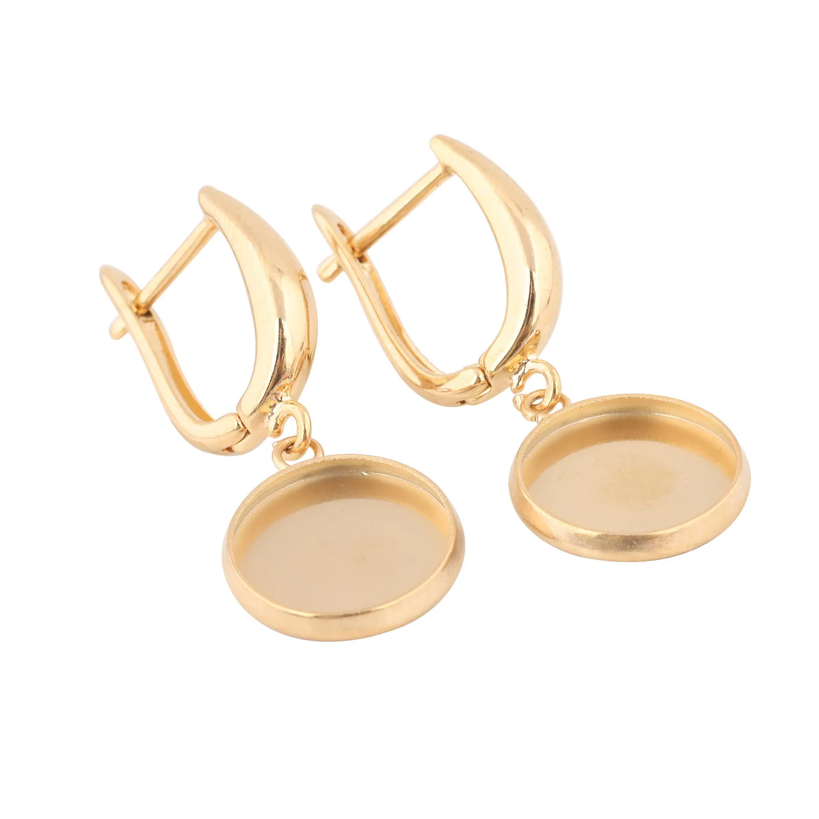 10pcs Stainless Steel Gold Plated Fit 12mm Cabochon Earring Base Setting Blanks Diy Leverback Earrings Hook Clasp Findings