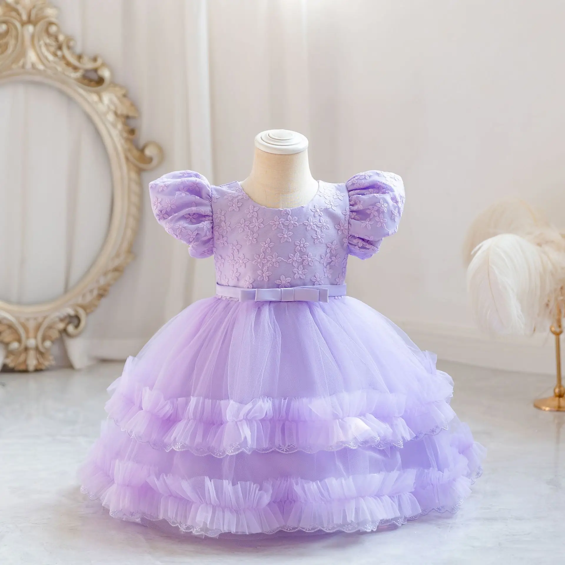 0-4 Years Girl Kid\'s Dress Tutu Princess Baby Dresses Puff Sleeve Infant Ball Gown Cheap Christmas Birthday Party Outfits