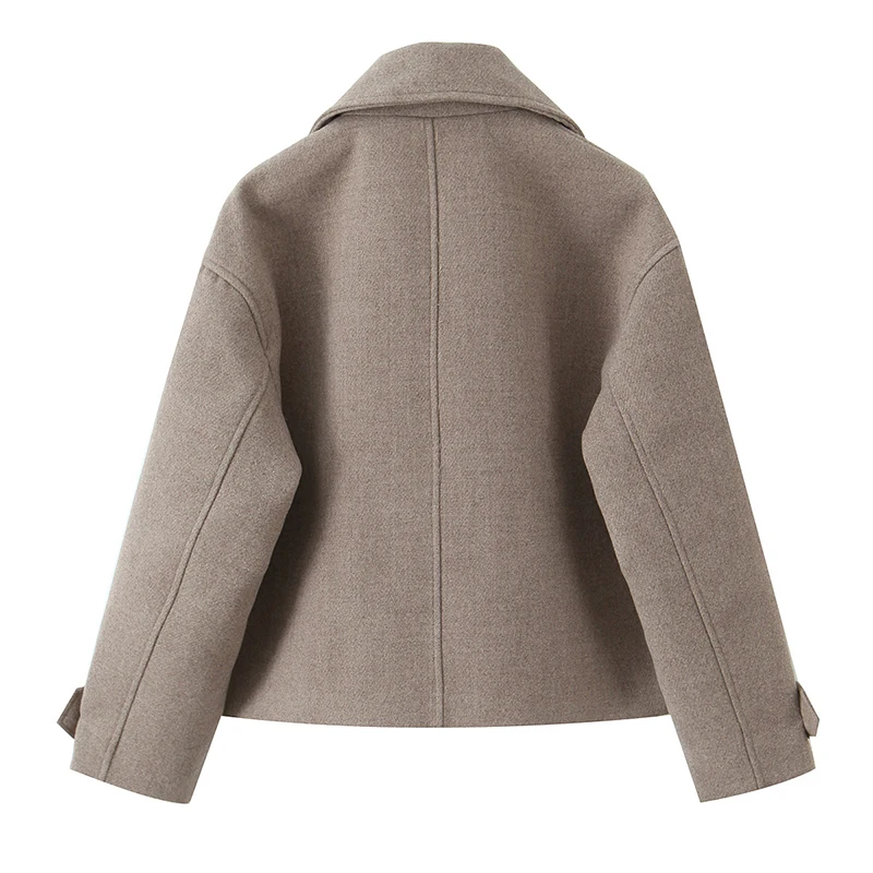 Giacche Vintage Collo con risvolto Maniche lunghe Donna Chic Abiti da donna Moda donna Trench doppiopetto solido