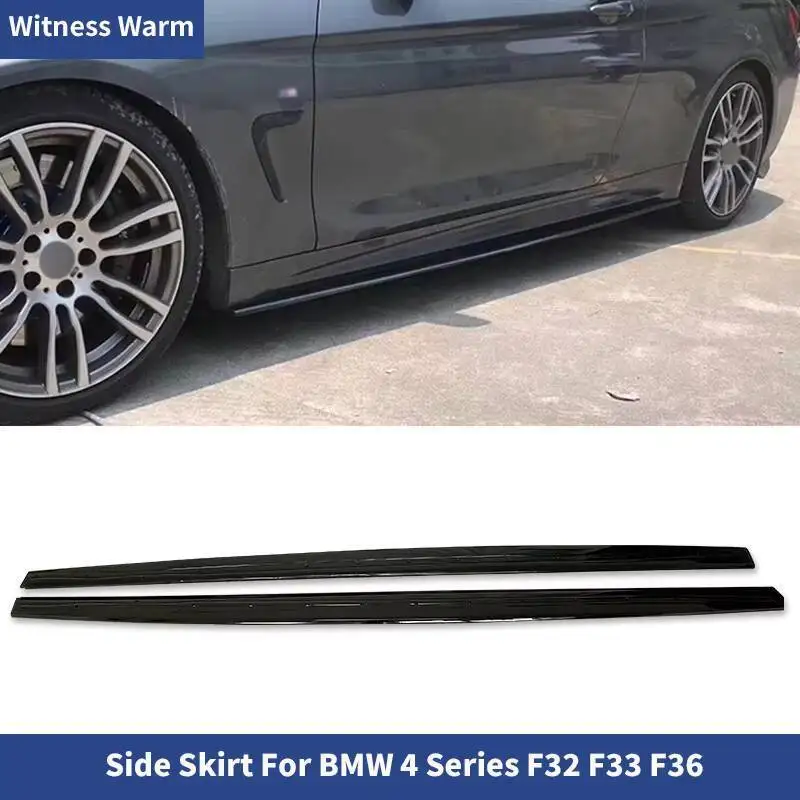 

Car Side Skirts Extensions ABS gloss black Carbon Look For BMW F32 F33 F36 4-Series 2013-2020 Side Door Skirt Apron Lip Body Kit
