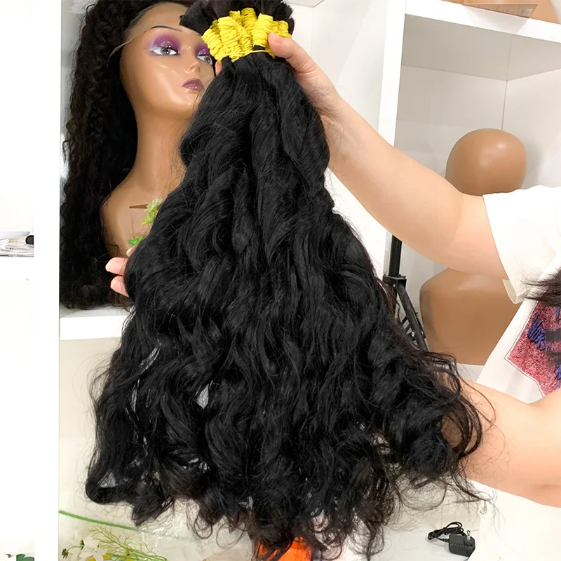 100% شعر ريمي حقيقي فضفاض عميق الشعر الهندي السائبة غير المجهزة لا لحمة وصلات شعر بشري مجعد النسيج الشعر للنساء Braidin