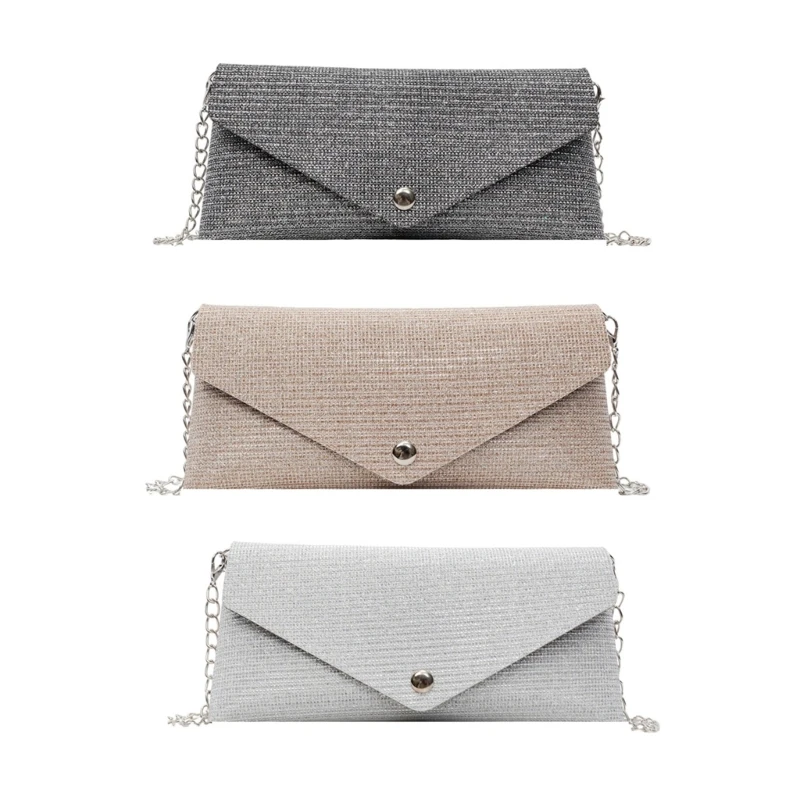 

652F Stylish Shoulder Bag with Chain Strap Crossbody Bags Elegant PU Leather Small Purse Carrying Essential for Travel Work