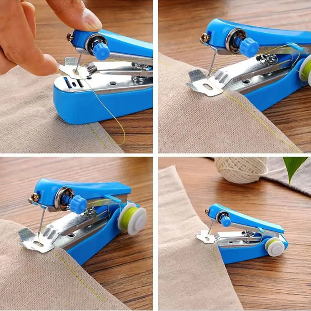 Home Handheld Sewing Machine Protable Outdoor Travel Clothes Fabrics DIY Stitchin Sew Tool Mini Manual Stitch Needlework Machine