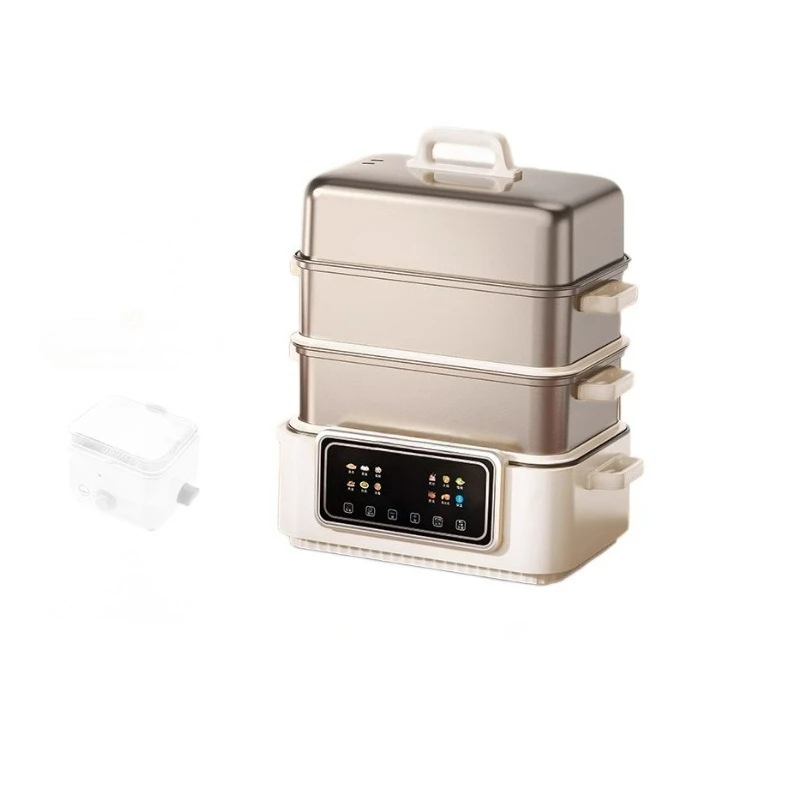 Stainless steel electric steamer household multi-functional three-layer large-capacity steamer