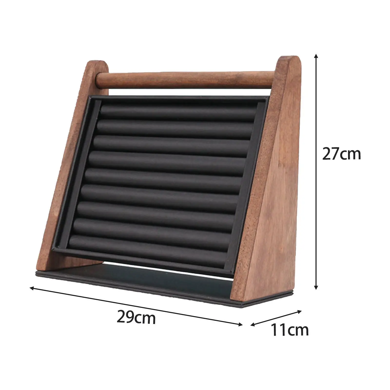 Rings Display Stand Jewelry Organizer Wood 9 Long Slots, Rings Showcase Tray,