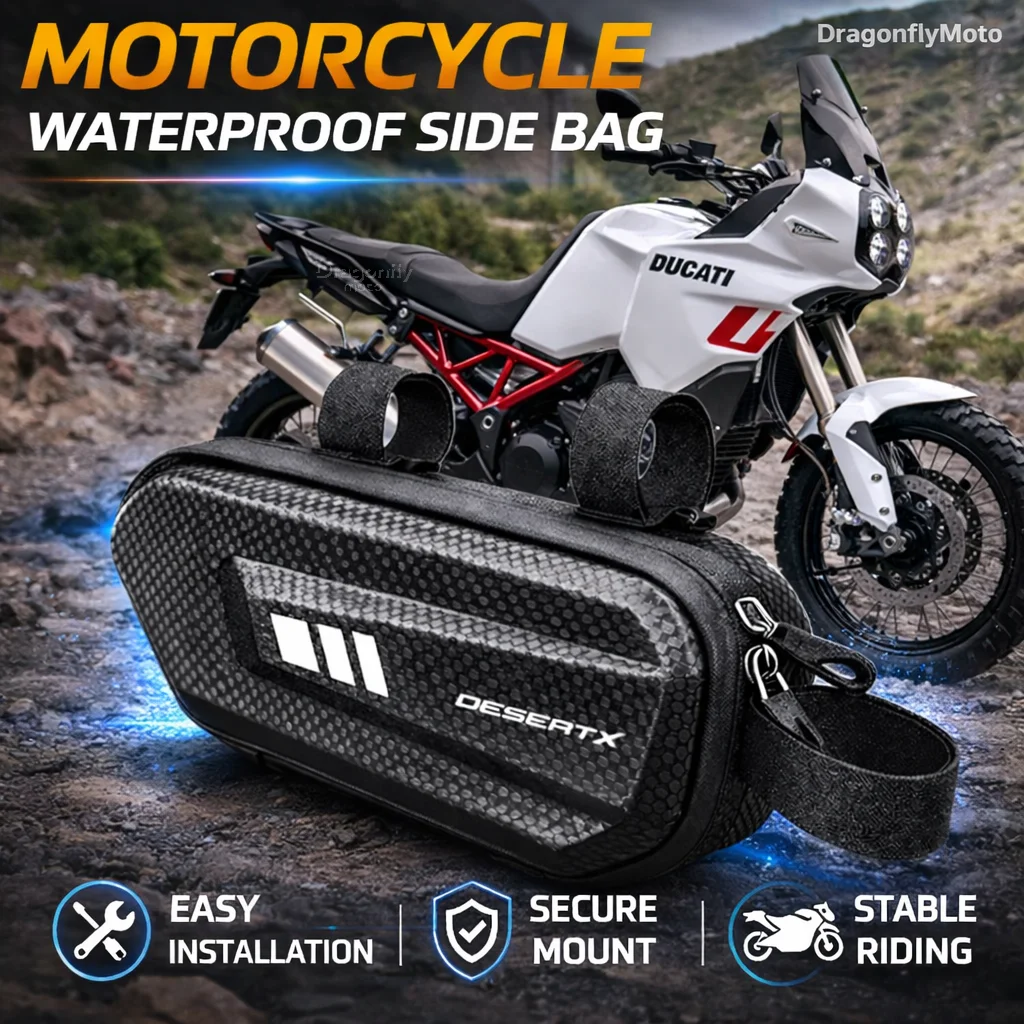 Large Capacity Motorcycle Side Bag For Ducati Desert-X DesertX 2026 2025 2024 2023 2022 Waterproof Multifunctional Storage Pouch