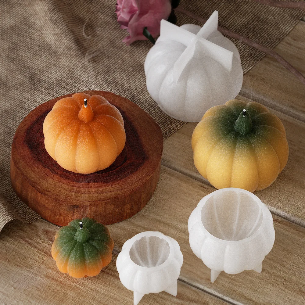 Halloween Pumpkin Candle Silicone Mold DIY Aromatherapy Candles Drip Resin Plaster Ornaments Mould Handmade Soap Candle Making