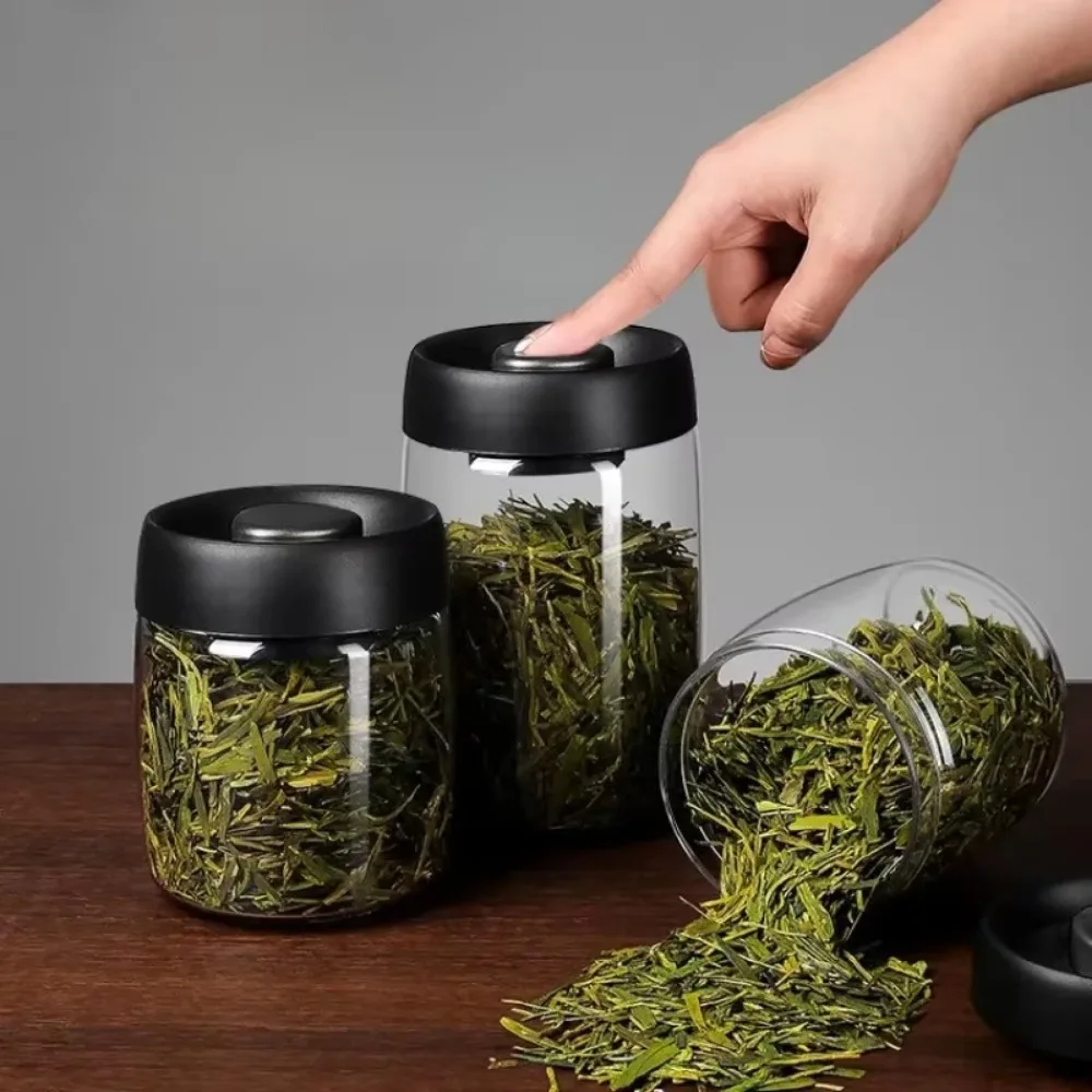 경제적 인 500ml 진공 봉인 된 주전자 커피 콩 유리 밀폐 용기 식품 곡물 캔디 신선한 보관 주방 액세서리 유지