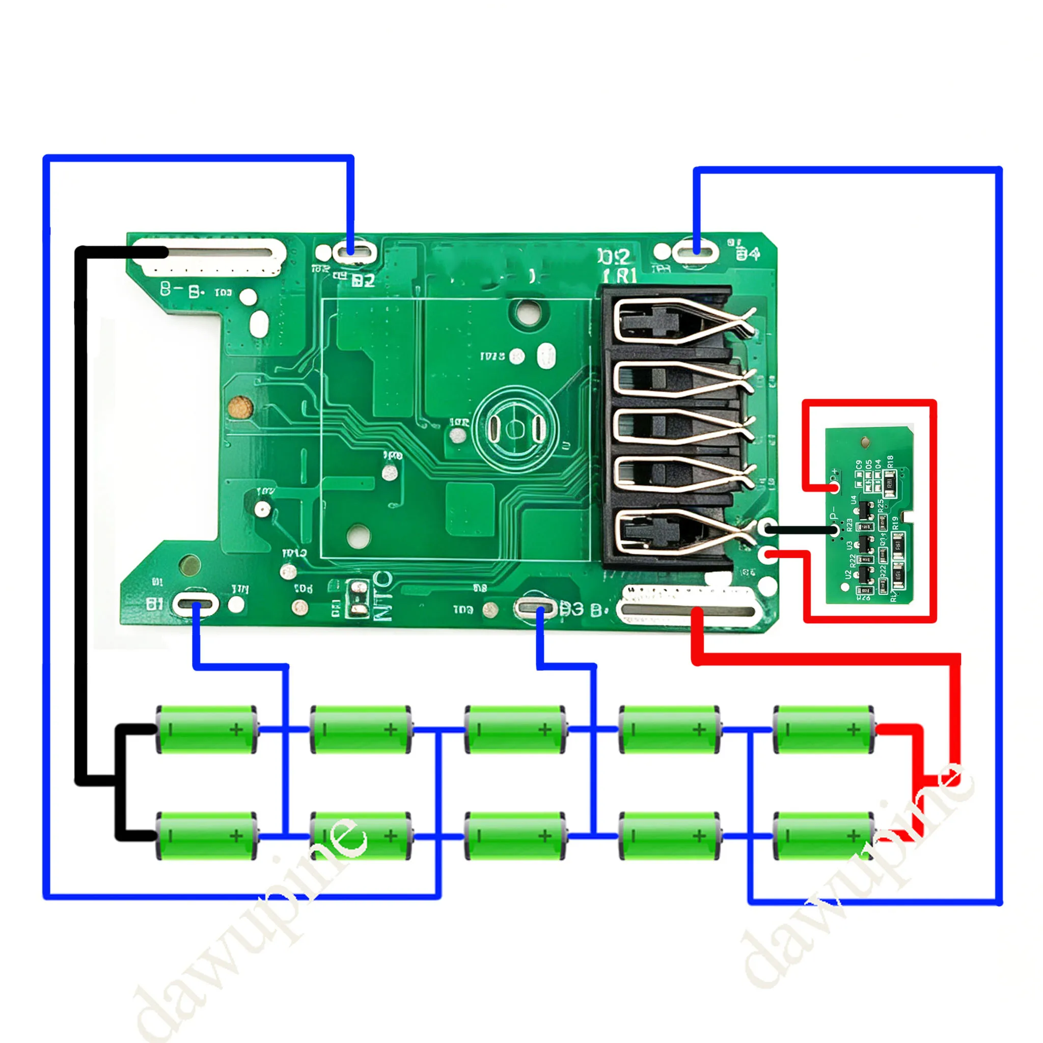 Transparentes Lithium-Batterie-Gehäuse BMS PCBA-Leiterplatte für Dewalt 18V Li-Ionen-Batterie-Aufbewahrungsbox 10X18650 Kit Gehäuse – Detail 5