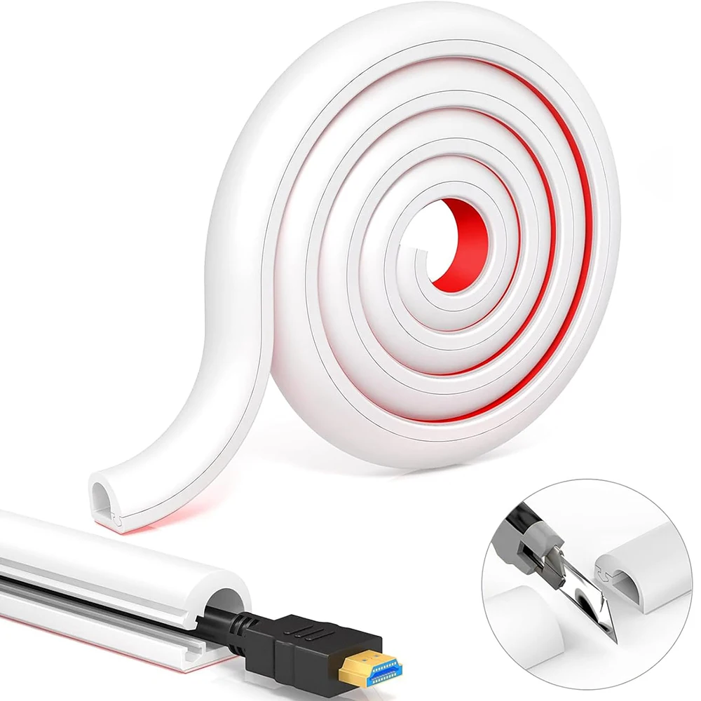 Wall Cord Cover 39 Inch Self Adhesive Wire Hiders for TV on Wall Flexible Cable Cover Raceway for Home and Office W0.59 H0.39in