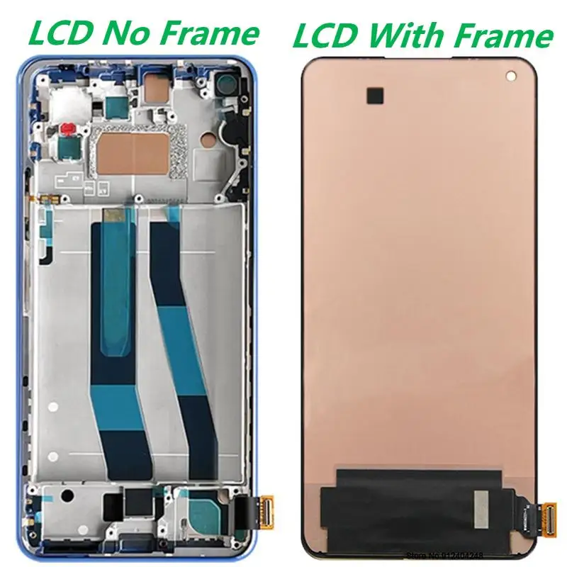 6.55  Original AMOLED For Xiaomi Mi 11 Lite 5G LCD Touch Screen Digitizer Parts Mi 11 Lite M2101K9AG LCD Display With Frame