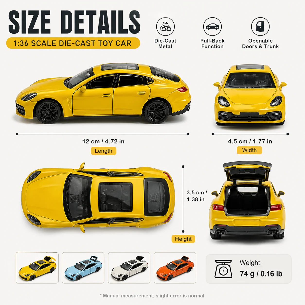 (Corrugated Box) 1/36 Scale, Sleek Sports Sedan Tabletop Ornament, Home Decoration Item, Metal Casting, the Best Gift.