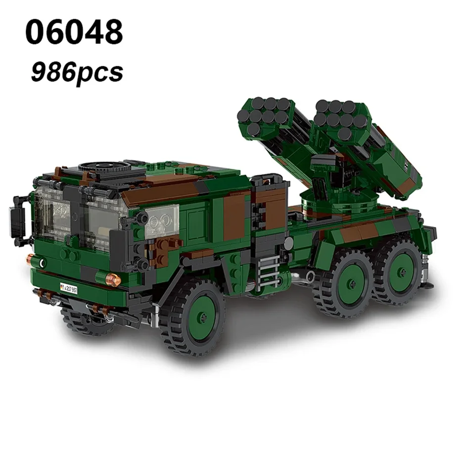 DIY Duitsland Militaire Serie HX-8 Elefant Tractor PZH2000 Kanon Luipaard Tank Lars-2 Rocket Launcher Bouwstenen Bricks