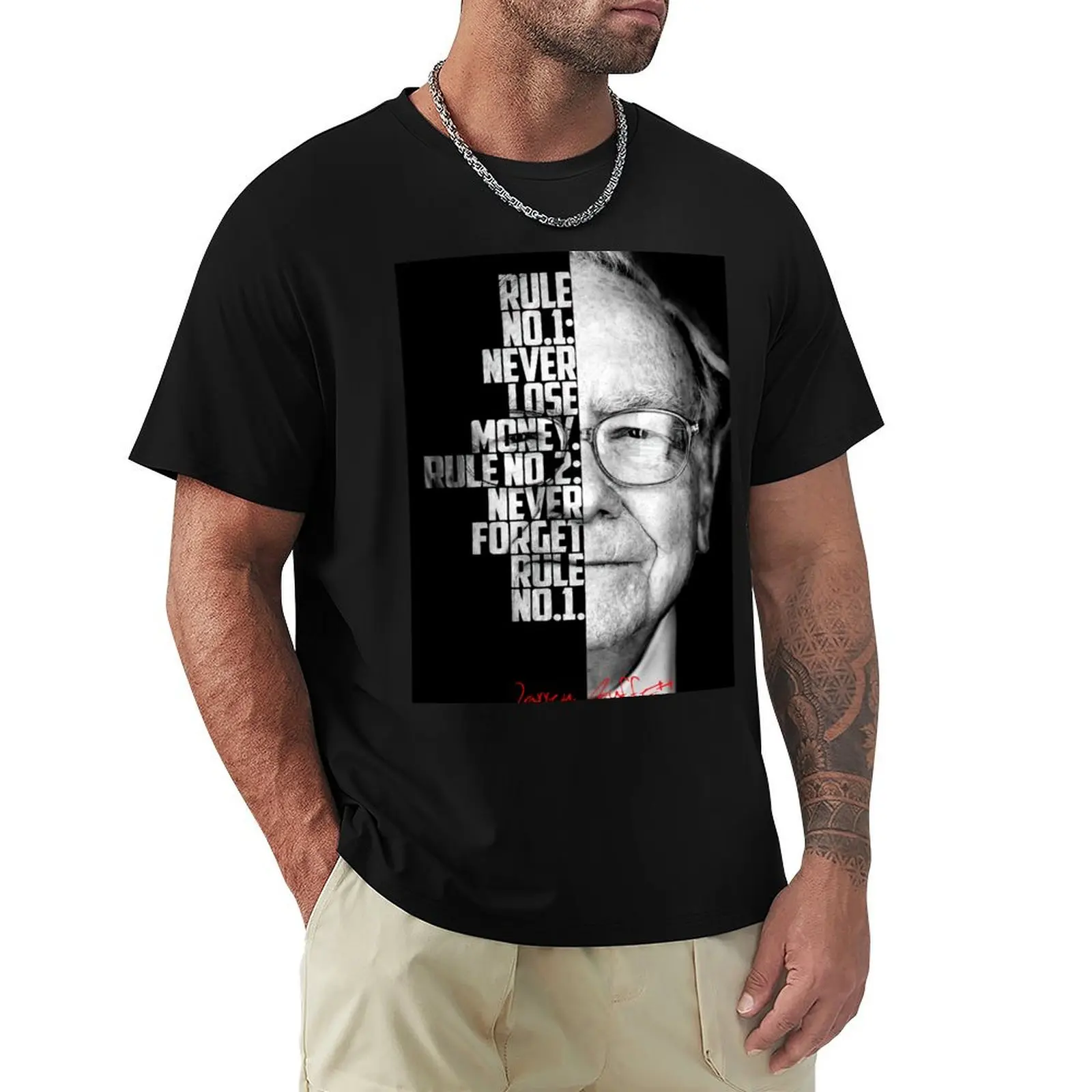 Black and white WArren Buffet Entrepreneur quote. T-Shirt Comfortable Basic Crew Neck Tee