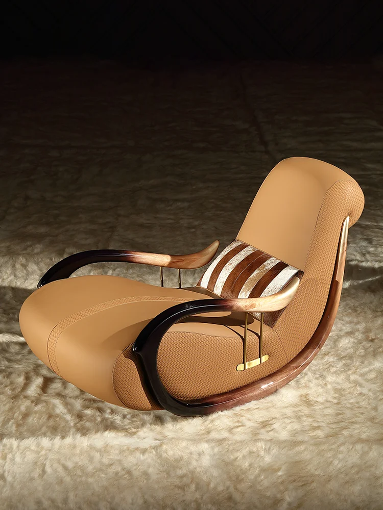 Original Design Snail Leather Reclining Chair Light Luxury Art Leisure Rocker Chair Aesthetics International Pavilion K1