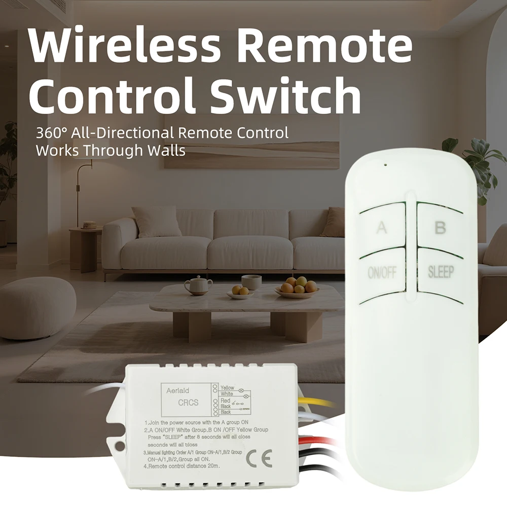 1 Way 2 Way 3 Way ON/OFF 220V Remote Control Switch Lamp Light Digital Wireless Wall Remote Control Switch Receiver Transmitter