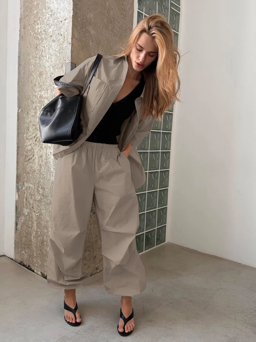 Marthaqiqi Cotton Ladies Sleepwear Set Half Sleeve Nightgowns Turn-Down Collar Nightwear Pants Casual Female Pajama 2 Piece Suit