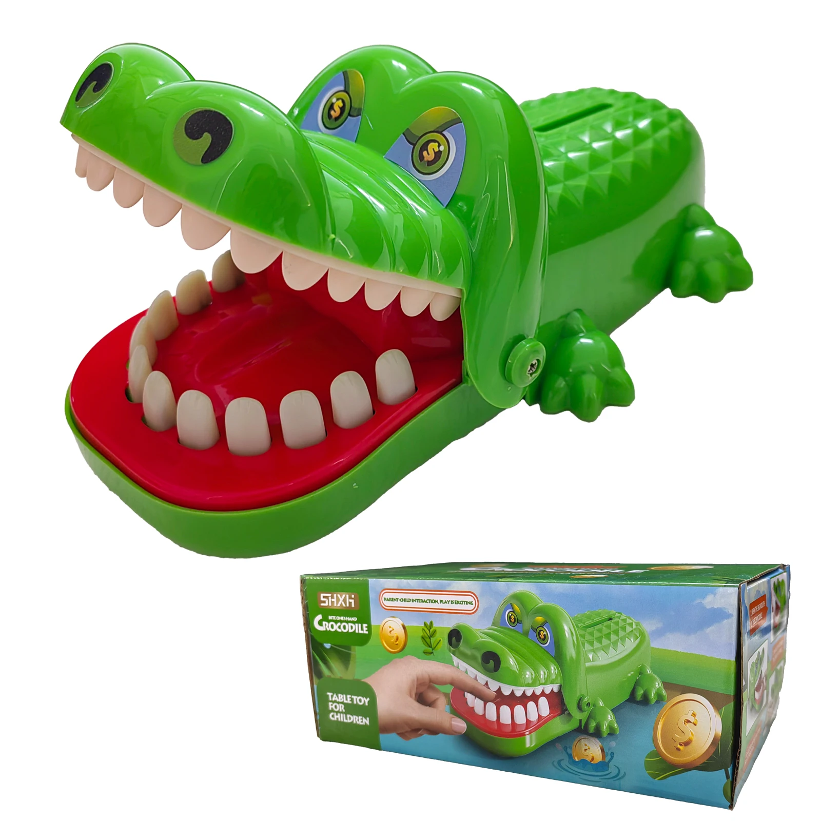 Children Crocodile Teeth Piggy Bank Coins Sharks Finger Biting Mouth Pulling Teeth Toys Cartoon Party Favor Spoof Toys for Kids