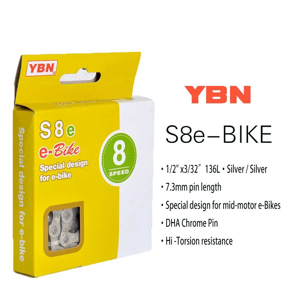 YBN E-bike ketting 8 9 10 11 12 Speed Velocidade Speciaal Ontwerp 136 Links Kettingen 9V 10V 11V 12V voor SHINANO Mid-Motor BOSCH E-Bike