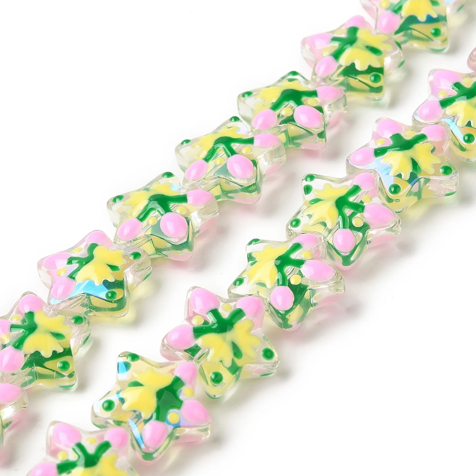 33pcs/strand Handmade Lampwork Enamel Star Loose Beads for DIY Earrings Bracelets Jewelry Making Accessories
