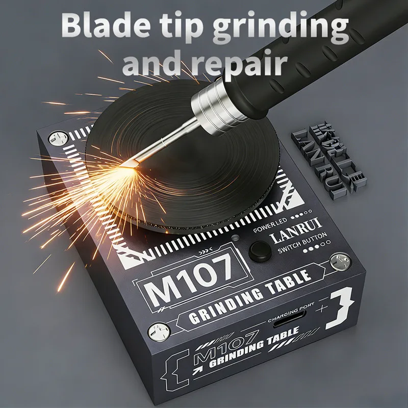 Lanrui M107 Multi Function Grinder 6 Speed Control with 4 Interchangeable Abrasive Sheets for Polishing Repairing Tweezers Plier